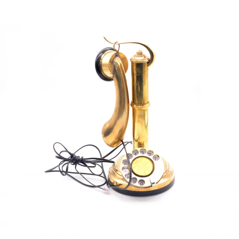 Vintage Styled Landline Telephone - Brass & Wood, With RJ11 Jack, VST001