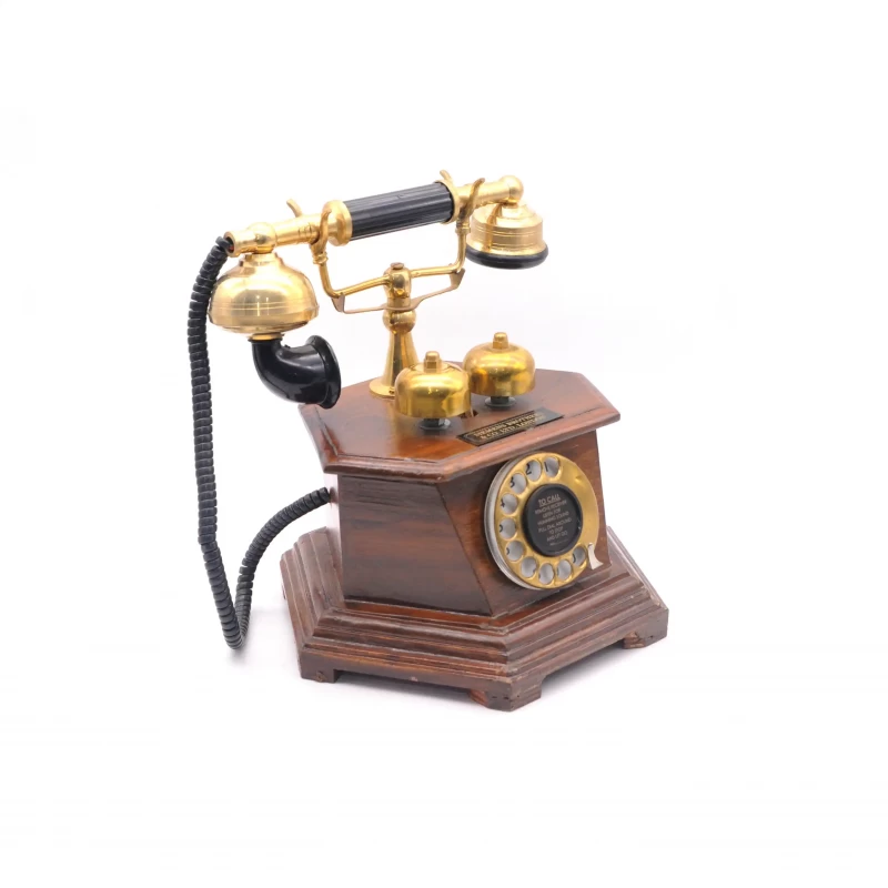 Vintage Styled Telephones Brass & Wood Finish, With RJ11 Jack | VST006