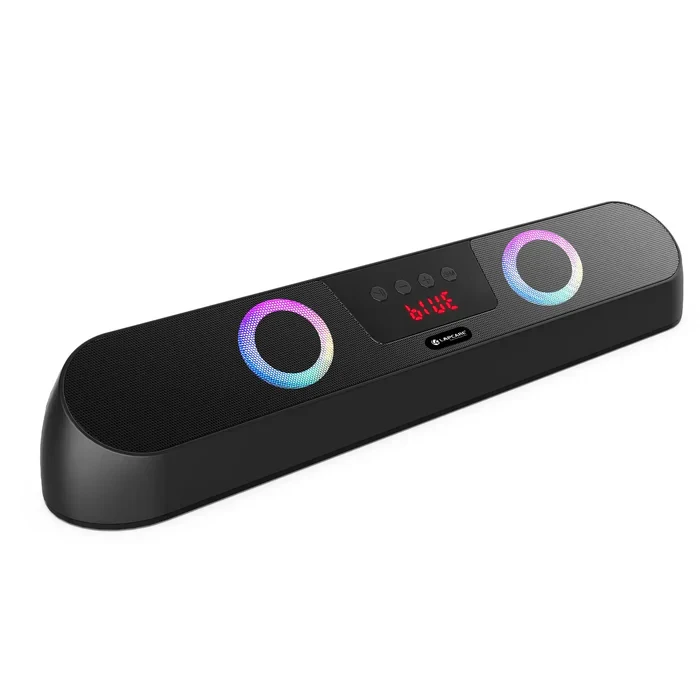 LAPCARE Musi Bar III  Black| RMS 16W Dynamic RGB Light Bluetooth Speaker 5.0 Soundbar with 16W RMS with TWS, Dual Passive Radiators|Stereo Sound | Super Fast Type-C Charging, Multiple Connectivity