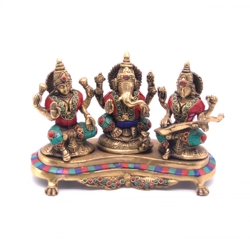 Home Decor - Brass 3 in 1 Lakshmi Ganesha Saraswati, 6.5â€ Height, 3.5Kgs (Approx)