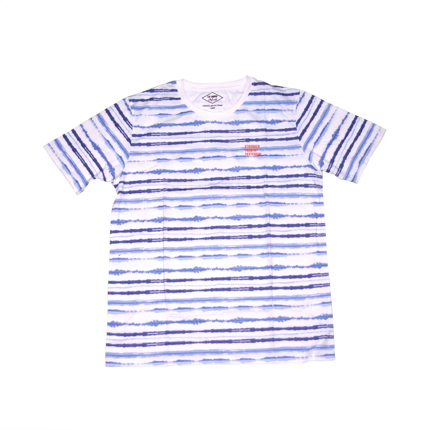 Men's Round Neck T-shirt Printed (White & Blue)