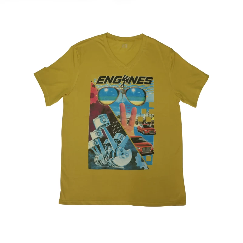Mens Cotton Half Sleeve Harvard Yellow Color T Shirt