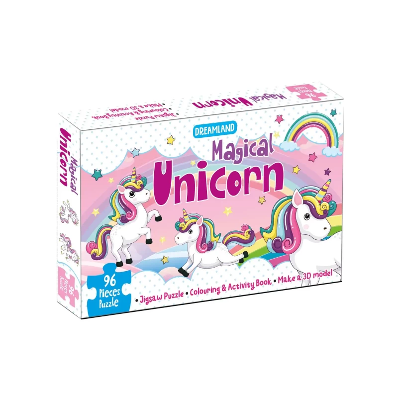 Magical Unicorn Jigsaw Puzzle for Kids â€“ 96 Pcs | With Colouring & Activity Book and 3D Model
