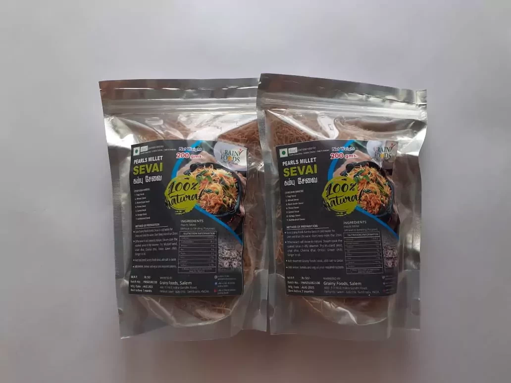Grainy Foods Pearl Millet Sevai/Vermicelli 200g - Pack of 2(2 x 200g)