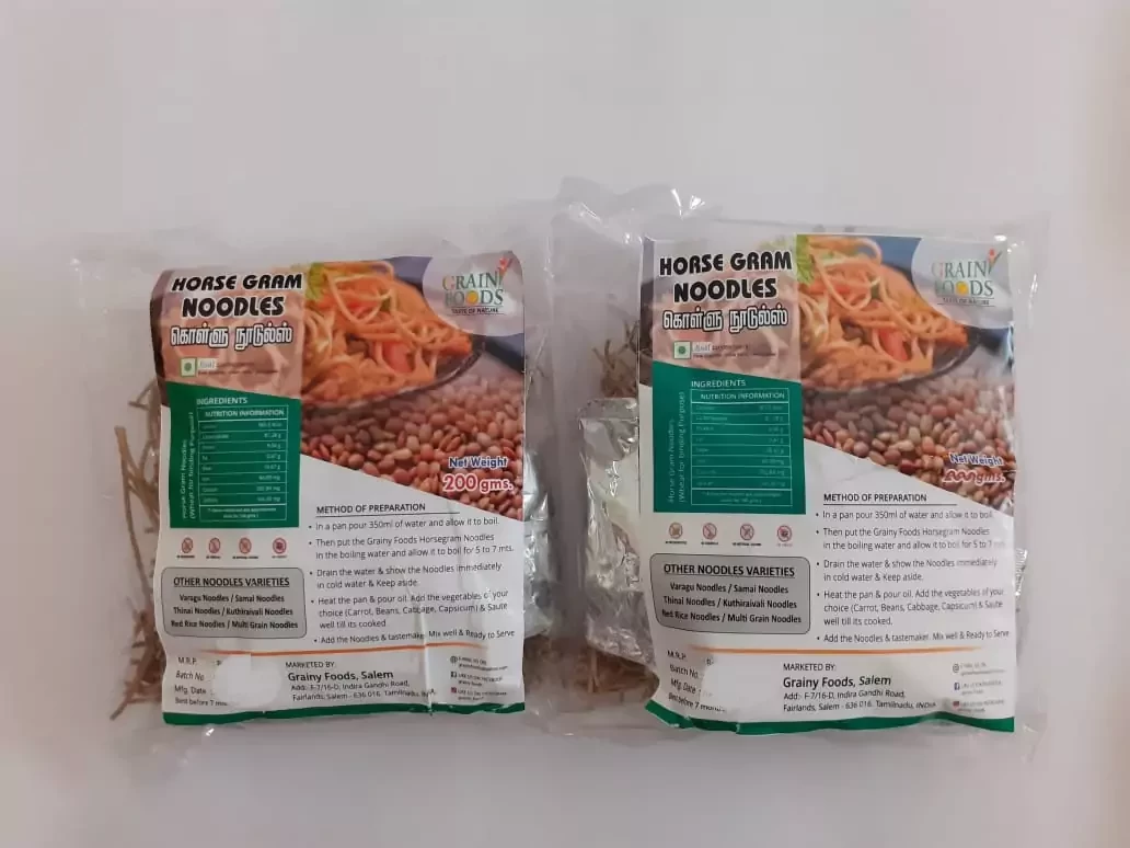 Grainy Foods Horse Gram Instant Noodles with Taste Maker 200g - Pack of 2(2 x 200g)