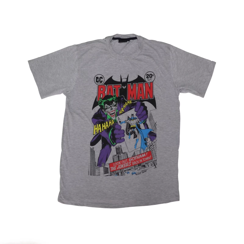 Men's Round Neck Half Sleeve Cotton Gray Color Batman T Shirt