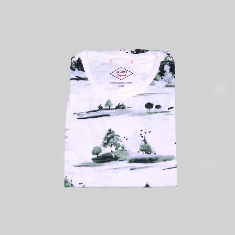Men's Round Neck T-shirt Printed Trees (White)